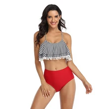 Сексуальный комплект бикини с пуш-ап, женский купальник с принтом, плюс размер, купальник в горошек, бикини, XL, купальный костюм, купальник с оборками, пляжная одежда