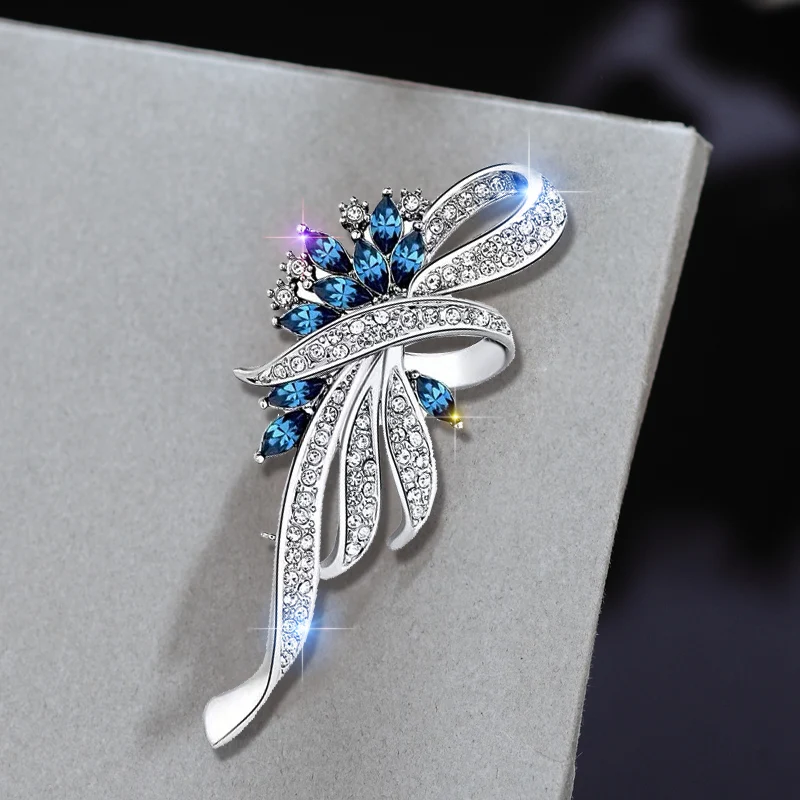 Fashionable Opal Stone Flower Brooch Pin Garment Accessories Birthday Gift  Brooches For Women Rhinestone Brooch Pin