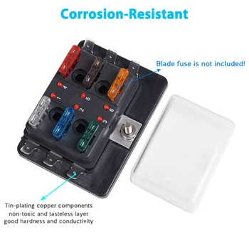 

Marine Fuse Box Boat Block Subways Airplanes Buses 6-way 32V Indicator