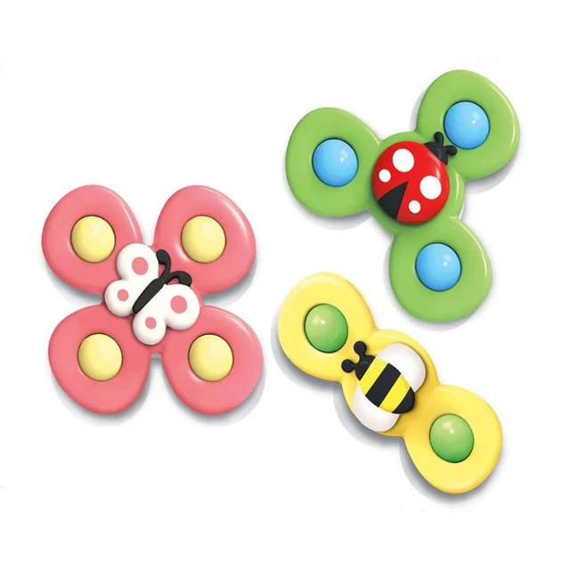 Baby Rattles Toy For Kids Bathroom Shower Gyro Animal Sucker Spinner Montessori Touch Sensory Toys For Newborn Infant 0-12 Month 3PCS Insect