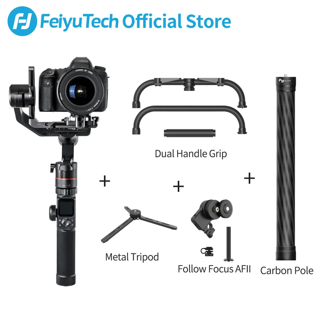 FeiyuTech AK4000 3-осевой Камера DSLR ручной карданный стабилизатор 4 кг грузоподъемность с лампой накаливания для непрерывного изменения фокусировки Управление для Canon Panasonic SONY - Цвет: with dualhandle grip