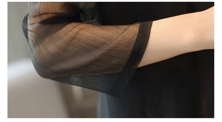 Летняя одежда женское платье в Корейском стиле средней длины Slim Fit для похудения, обманка состоящая из двух частей с принтом шифоновое платье
