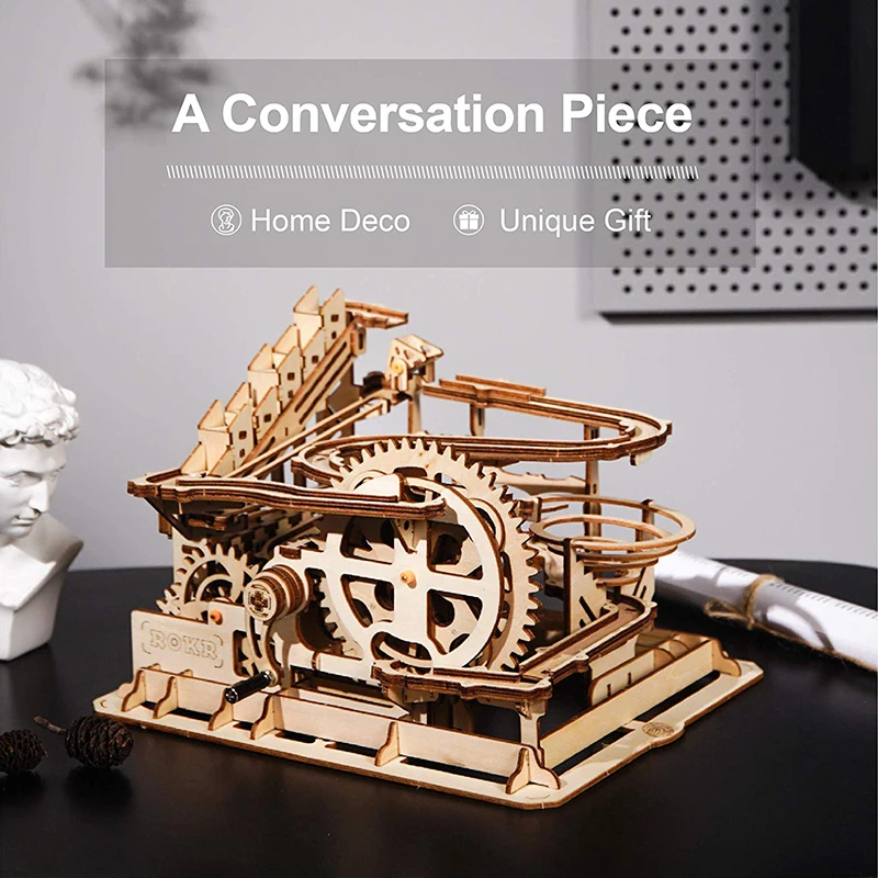 ROKR 3D Wooden Puzzle - Lift Coaster Marble Run Mechanical Model Kit For Adults & Teens Age 14+