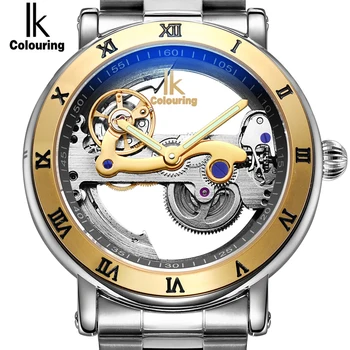 

Genuine Ik Colouring Creative Hollow Automatic Mechanical Watch New Design Watches steel Brand Men Skeleton Relogio Masculino