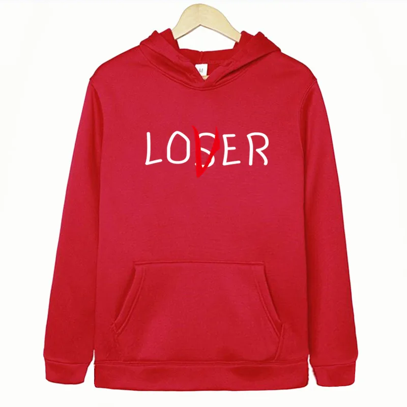 Клубные худи Movie It lossers для мужчин/женщин Harajuku losser Lover It Inspired Толстовка С Капюшоном Повседневный пуловер куртка пальто оверсайз - Цвет: red