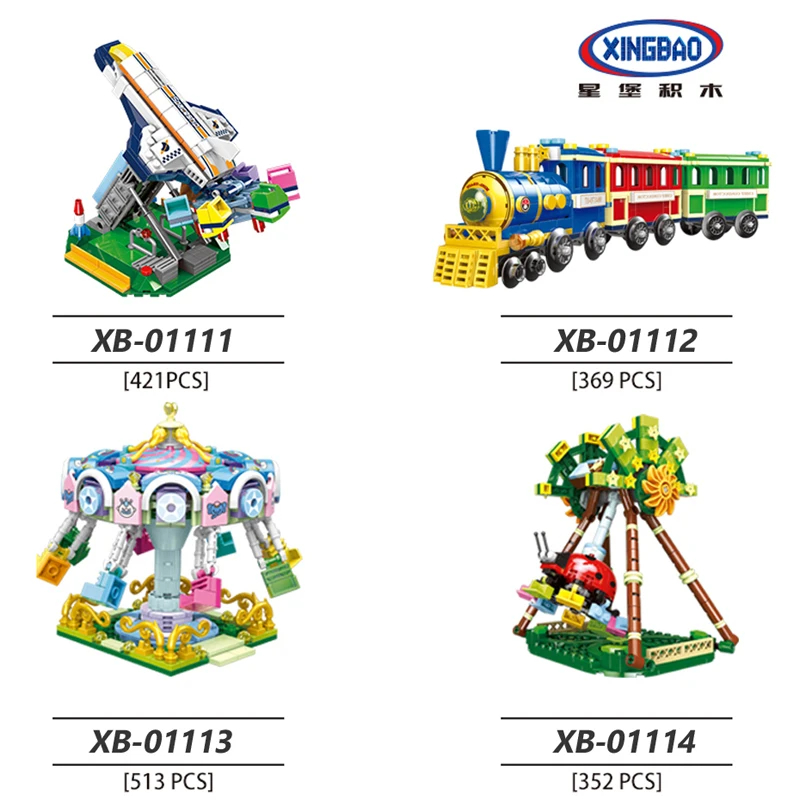 

XINGBAO Legoing Educational Toys Kids Building Blocks Bricks Idea Amusement park equipment Series windmill Train big pendulum