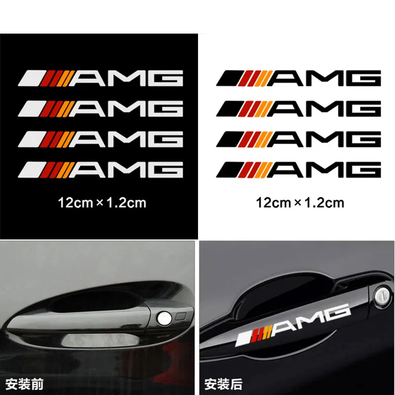 

4pcs car body door handle sticker car decoration for Mercedes-benzs AMG c180 c200 c300 w204 w203 w212 w211 w210 Car accessories