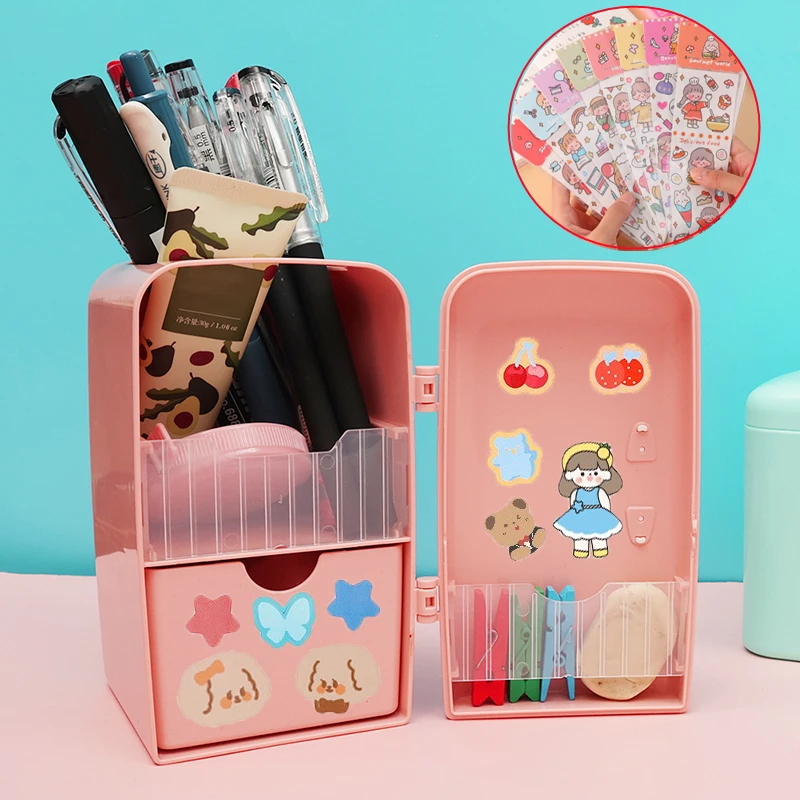 Estuche de lápices de gran capacidad, estuche Kawaii con forma de refrigerador, estuches para bolígrafos escolares, de lápices, bolsa de papelería|Estuches escolares| AliExpress