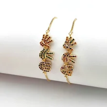 10 шт. Романтический Высокое качество микро проложить Радуга CZ Кристалл ладони браслет для женщин ювелирные изделия подарок BG330