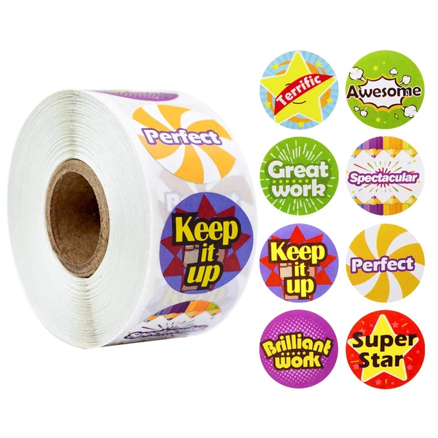 New 500pcs/Roll Super Hero Reward Designs Stickers Encouragement Scrapbooking Paper Seal Students Kids Stationery 2.5cm Sticker 500pcs Colour 6