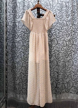 

2020 Spring and Summer New Women's Square Collar Small Floral Pattern Decorative Short-Sleeved Jumpsuit Casual 620