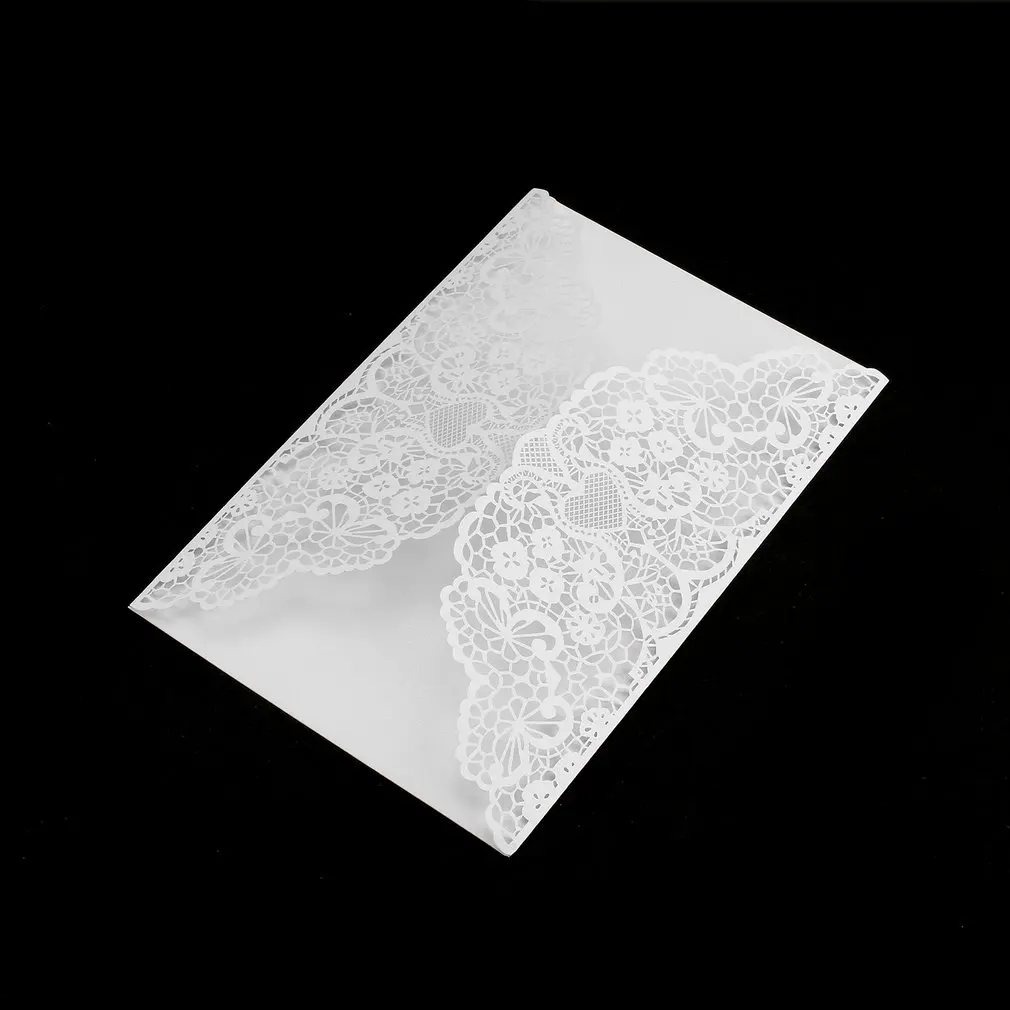  10pcs Foldable Invitation Card Cover Exquisite Hollow Out Bride Groom Printing Cover for Wedding Pa - 4000522497077