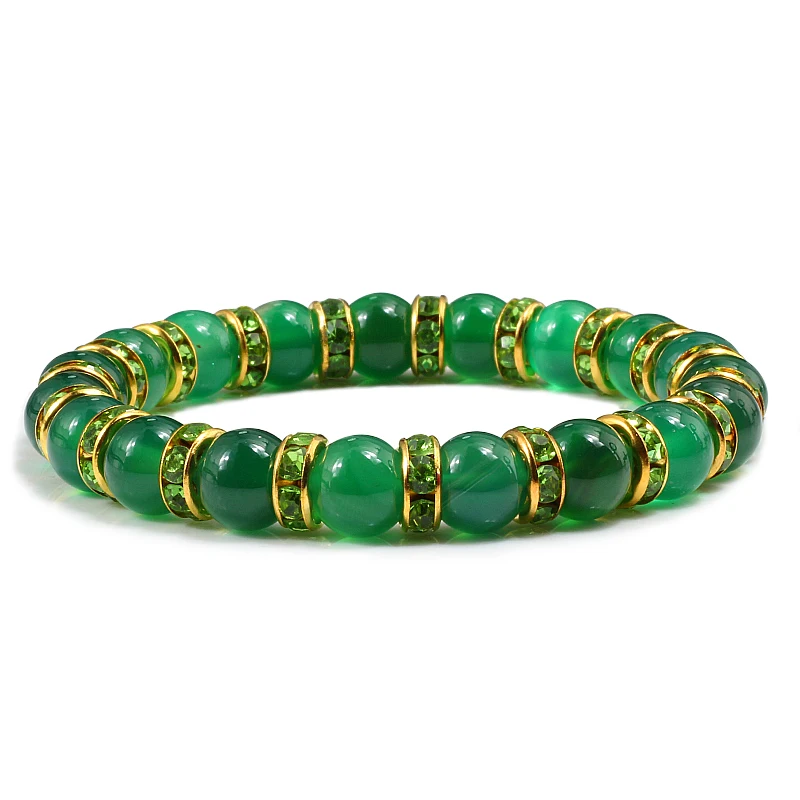 Gold Green Роскошные медитационные женские браслеты из натурального камня, браслет с кристаллами, браслет на дистанцию, исцеление йогой, ювелирные изделия рейки, подарки - Окраска металла: Gold Green