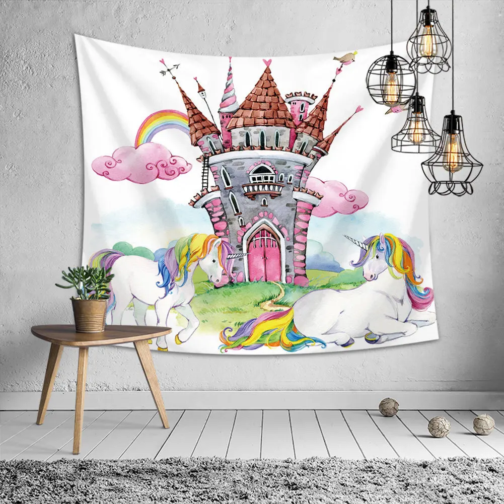 3D цифровая печать мультфильм сладкий Единорог гобелен милые животные Unicornio настенные ковры для детей девочек комнаты украшения дома