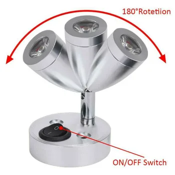 

Reading lamps LED Camper Spot light For Boat Motorhome Silver Button Switch