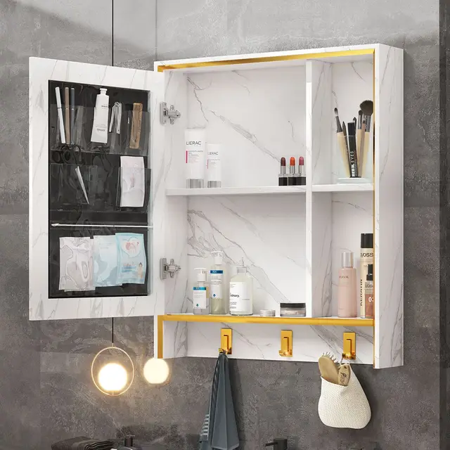 Armario de espejo de baño con LED MDF color roble 80x15x60 cm - referencia  Mqm-323606