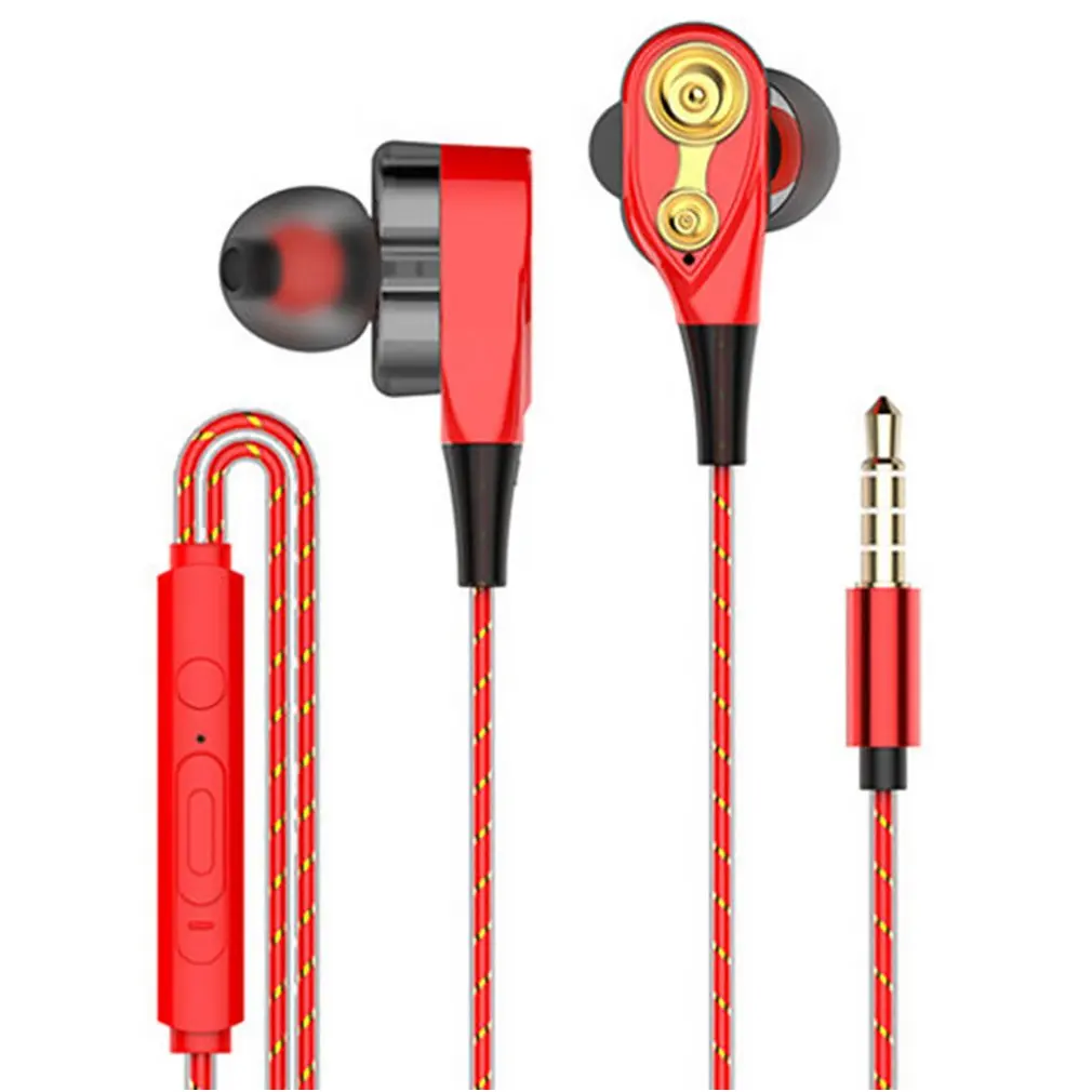 red double speaker Магнитные проводные стерео наушники-вкладыши Наушники с супер басами двойной привод гарнитура наушники для huawei samsung смартфон - Цвет: red double speaker