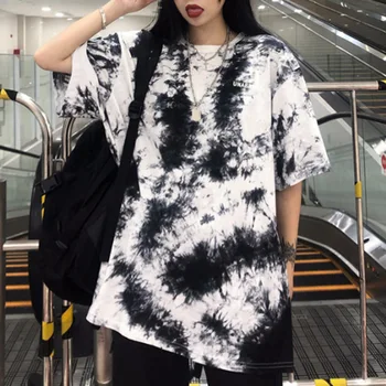 

Rosetic Couple Tie Dye Tshirt Harajuku Oversized T Shirt Women White Tshirt BF Style Gothic Tee Casual Hip Hop Tops Tees Summer