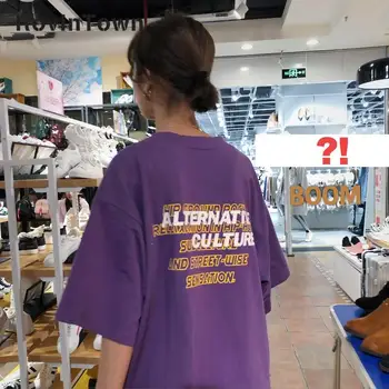 

Print Letter Short Sleeve Loose Casual Tops O Neck Kerst T Shirt Solid Color Summer Women T-shirt Harajuku Style Free Shipping