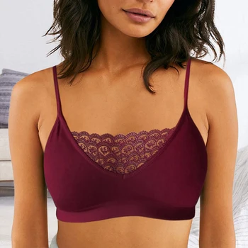 

2020 Fashion Sexy Women Lace Vest Chest Cropped Tops Small Straps Sexy Elastic Cage Camisole Tank Tops New Sports Vest