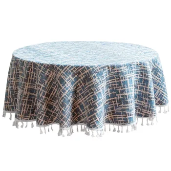 

Wrinkle-proof Table Decor With Tassel Washable Party Restaurant Dining Room Indoor Outdoor Hotel Cotton Linen Round Tablecloth