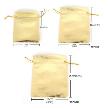 

100 PCS Silver and Gold Organza Bags with Drawstring Christmas Halloween Wedding Party Favor Gift Bags Candy Earrings Jewelry