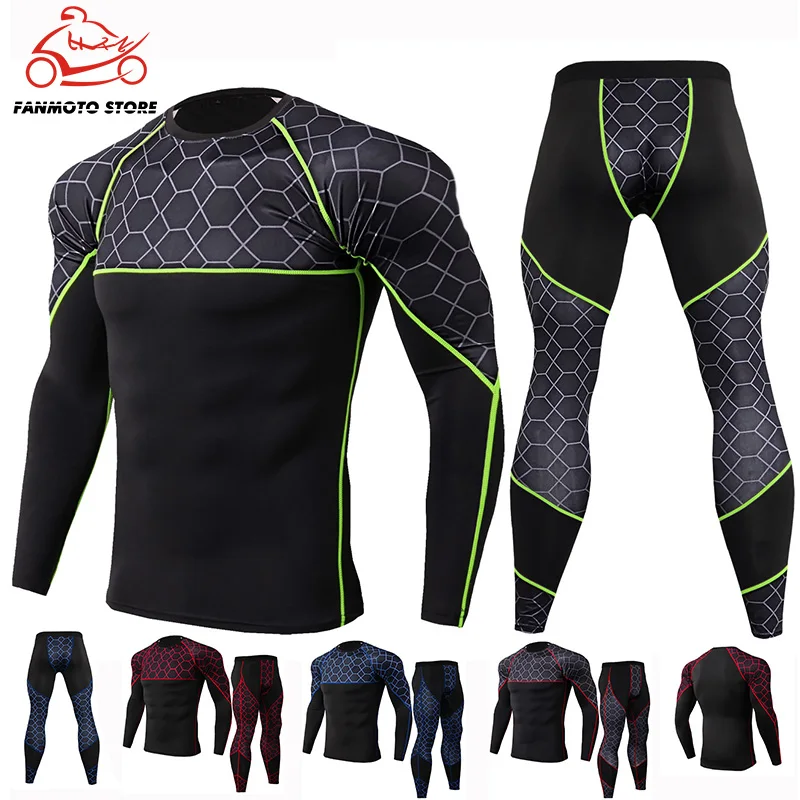

Motorcycle Men's Underwears sets Sport Breathable Quick drying Base Layers Tight Long Tops & Pants Sportswear Underwear Leggings