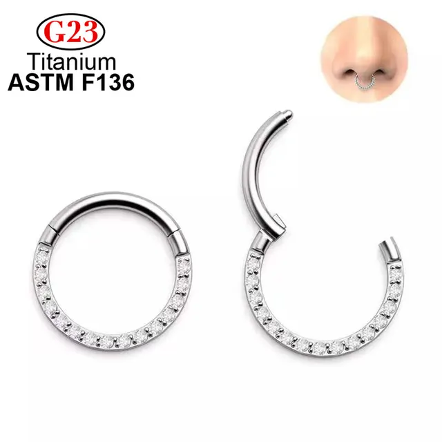 1PS NEW G23 Titanium Zircon Stone Hight Segment Rings Open Small Spetum