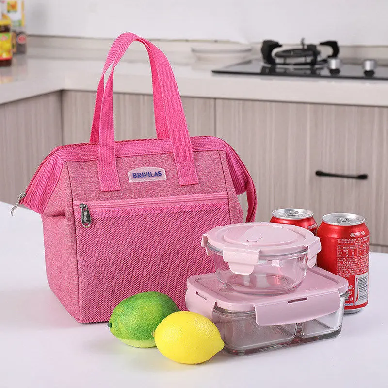 Simple Lunch Bag Cotton Frog Mouth Food Picnic Ice Bag Insulated Tote Cooler Bag Thermal Child Big Capacity Women Aluminum Foil - Цвет: 3