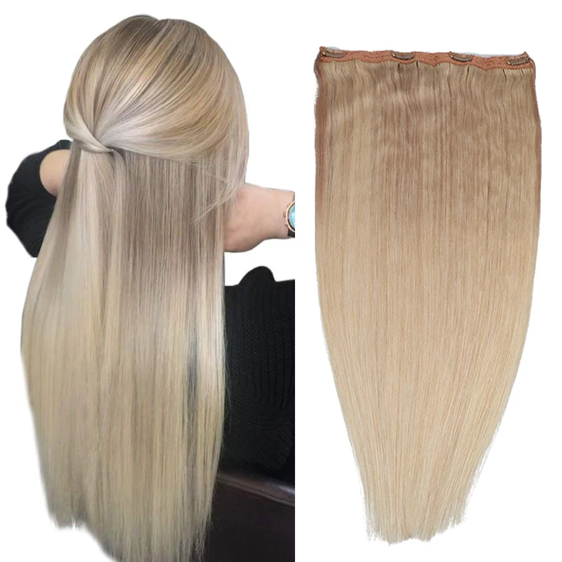 Extensiones de cabello humano con Clip ruso para mujer, 4 pinzas con encaje, 80g, 100g, 14-24 pulgadas