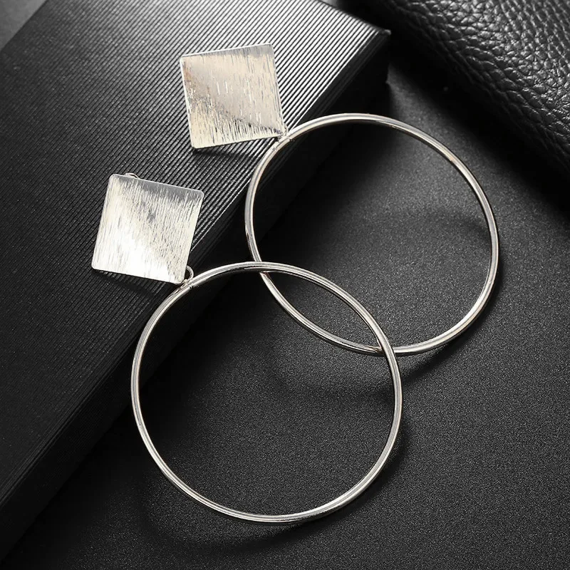 Ear Clip Earrings Fashion Geometric Round Clip on No Pierced Metal Simple Big For Women Party Minimalist ear clip earrings,clip earrings,ear clip