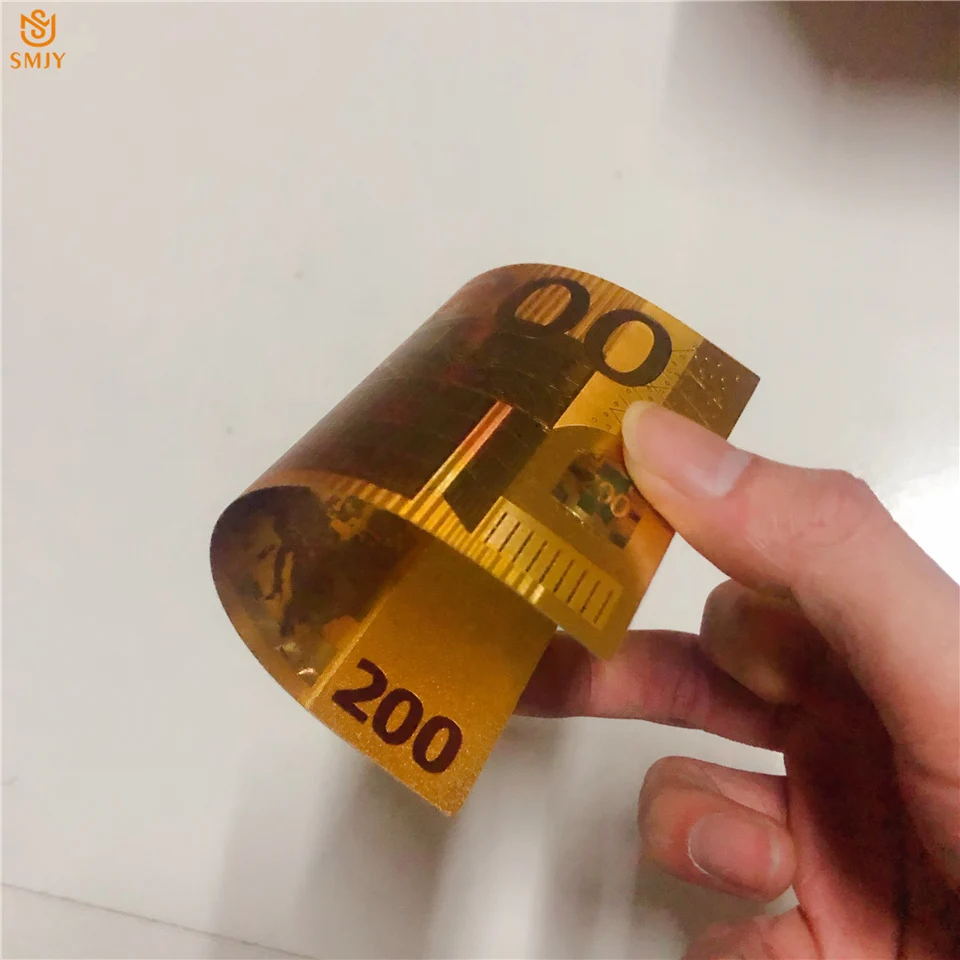 10 шт./лот набор европейских золотых банкнот 200 евро цвет денег Золотая валюта