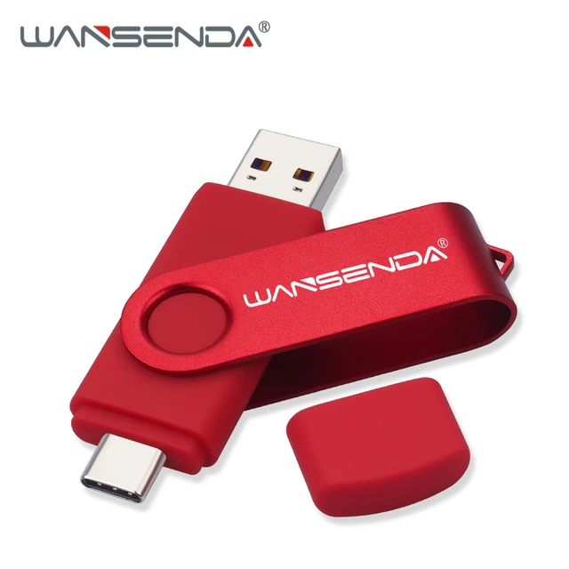 New WANSENDA USB 3.0 TYPE C USB Flash Drive OTG Pen Drive 512GB 256GB 128GB 64GB 32GB 16GB USB Stick 2 in 1 High Speed Pendrive Red