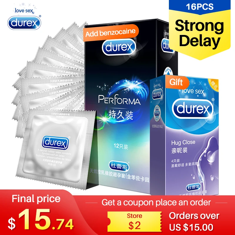 

Durex Condoms of Men Protracted Safe Delay Penis Sleeve Long Lasting Natural Latex Lubricated Condom Contraception Sex Products