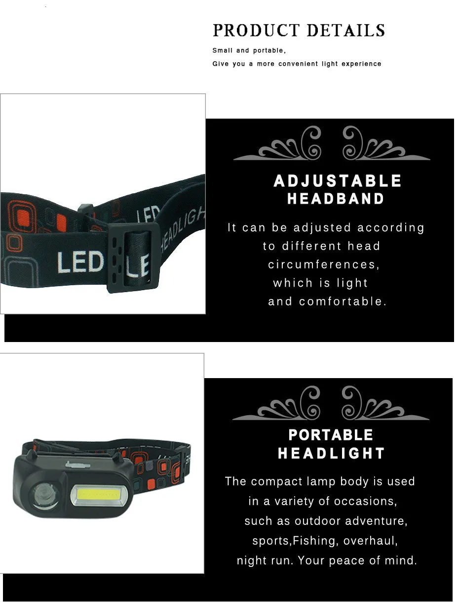 Мини XPE+ COB светодиодный налобный фонарь USB Перезаряжаемый 18650 фонарь походный фонарь для ночной рыбалки