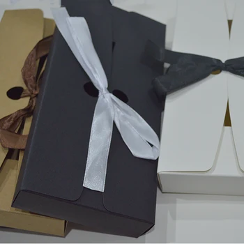

10pcs Candy Gift Box With Ribbon White Black Craft Box For Packaging Wedding Favor Supplier Paper Packing Box Gift Big Gift boxe