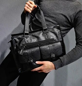 

PU Leather Messenger Bag Shoulder Bag Laptop Bag Satchel Bag Bookbag School Bag Working Bag Crossbody Bag for Men