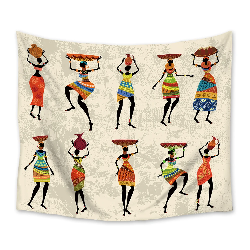 

African Woman Dance Culture Tapestry Wall Hanging Tapestries Dorm Wall Art Home Decor Traveling Camping Beach Towel Yoga Mat