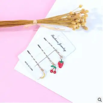 60 компл./лот 3 шт./компл. DIY Мульти простой сплав Starmoon фрукты любящие сердца заколки для волос костюмы мультяшный кулон заколки для волос Инструменты для укладки волос аксессуары HA1167 - Цвет: 3