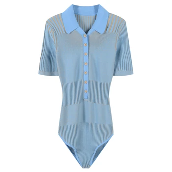 

Runway Sexy Blue Band Bodysuit Elegant Short Sleeve Party Bodysuit Office Summer Romper Bodysuit Ladies Top Shirt Beach Playsuit