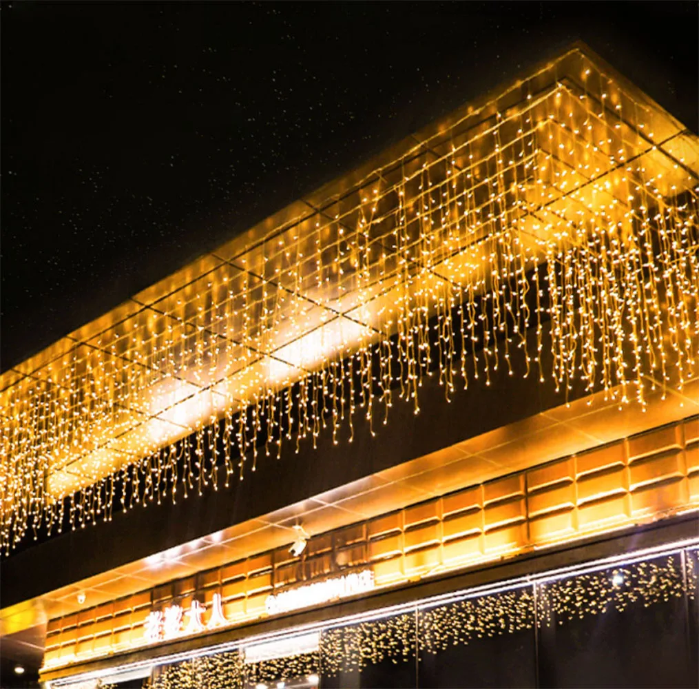 Outdoor Christmas Light Waterproof Drop 8m/48m 0.4-0.6m LED Curtain String Garden Mall Decorative Lamp