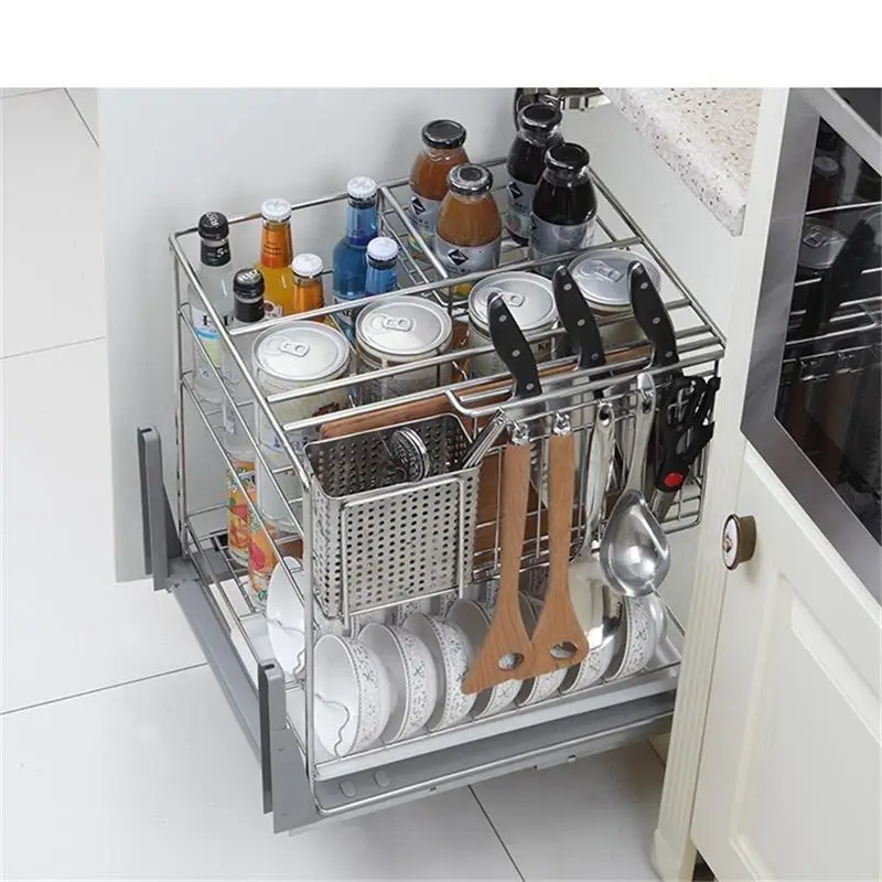 Armario De Despensa Cestas Para Colgar En La Ducha из нержавеющей стали Cocina Cozinha органайзер для кухонного шкафа корзина для хранения