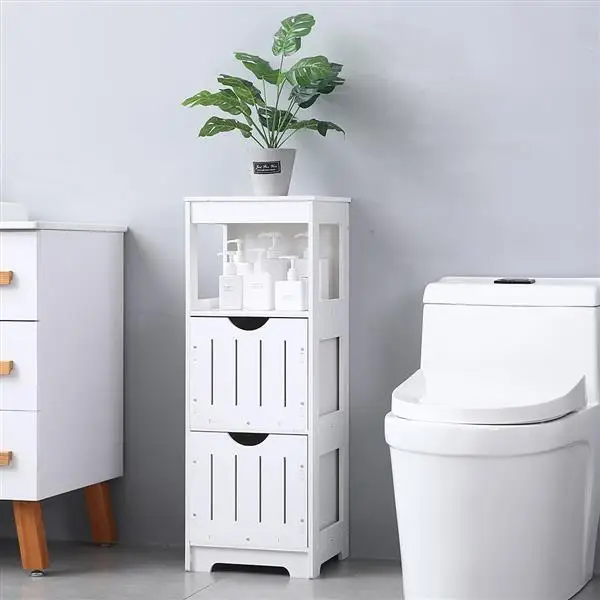 Three-Layer Two-Drawer Shelf Home Bathroom Bedroom Waterproof Storage Cabinet Rack Living Room Furniture PVC Three-Layer Two-Drawer Shelf Home Bathroom Bedroom Waterproof Storage Cabinet Rack Living Room Furniture PVC