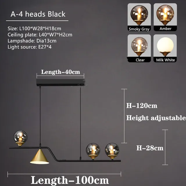 Modern Glass Ball Led Ceiling Chandelier for Kitchen Dining Tables Desks Room Pendant Fixture Home Decor Interior Lighting Black mini chandelier Chandeliers