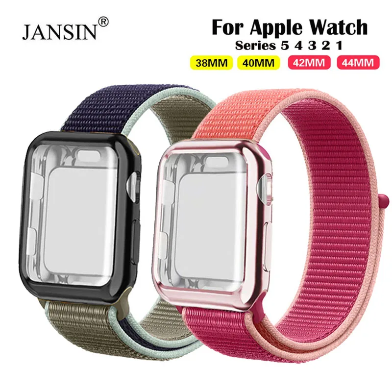 Чехол + ремешок для наручных часов Apple Watch серии 3/2/1 38 мм 42 мм нейлон спортивная петля ремешок для наручных часов Apple Watch, версии 40 мм 44 браслет