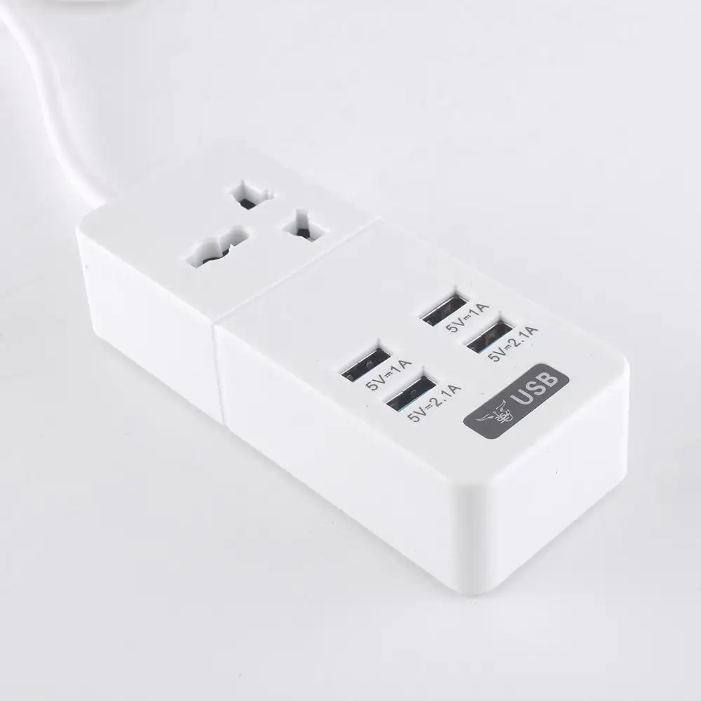 T06 4 USB адаптер для путешествий с переключателем и 2 м кабель-удлинитель взрывоустойчивые Мощность Strip10A/2500 Вт 1/2/3 AC розетка ЕС/Великобритания/США Plug - Цвет: T06