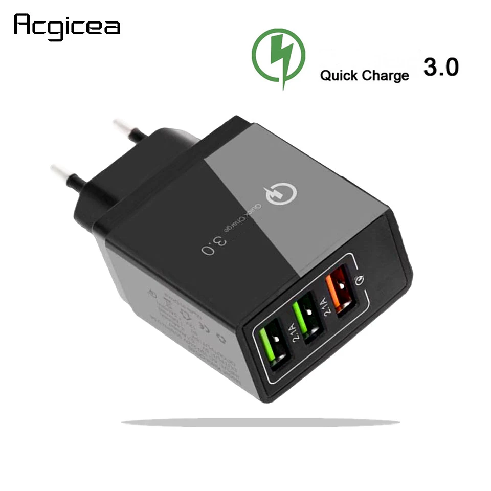 

Universal 18W USB Charger Quick charge 3.0 5V 3A Charge For iphone 7 8 EU US Plug Mobile Phone Fast charger charging for Samsung