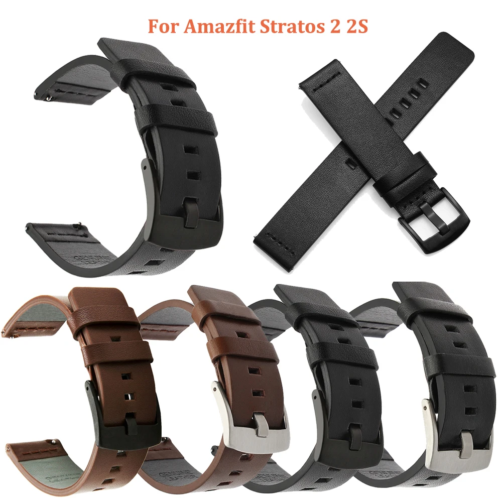 22 мм кожаный ремешок для часов Amazfit Stratos 2 2S Samsung Galaxy Watch 46 Gear S3 наручный ремень