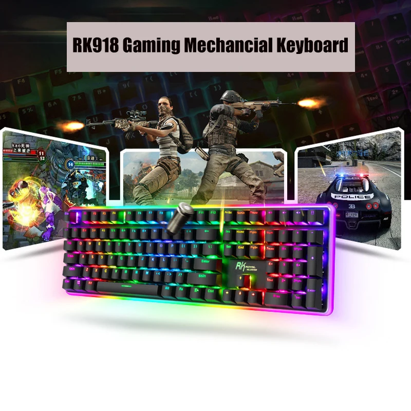 Royal Kludge-rgb Backlight Wired Teclado Mecânico Anti-ghosting Grande Led Sorrounding Side Lamp Rk918 108 Chaves - Imagem 3