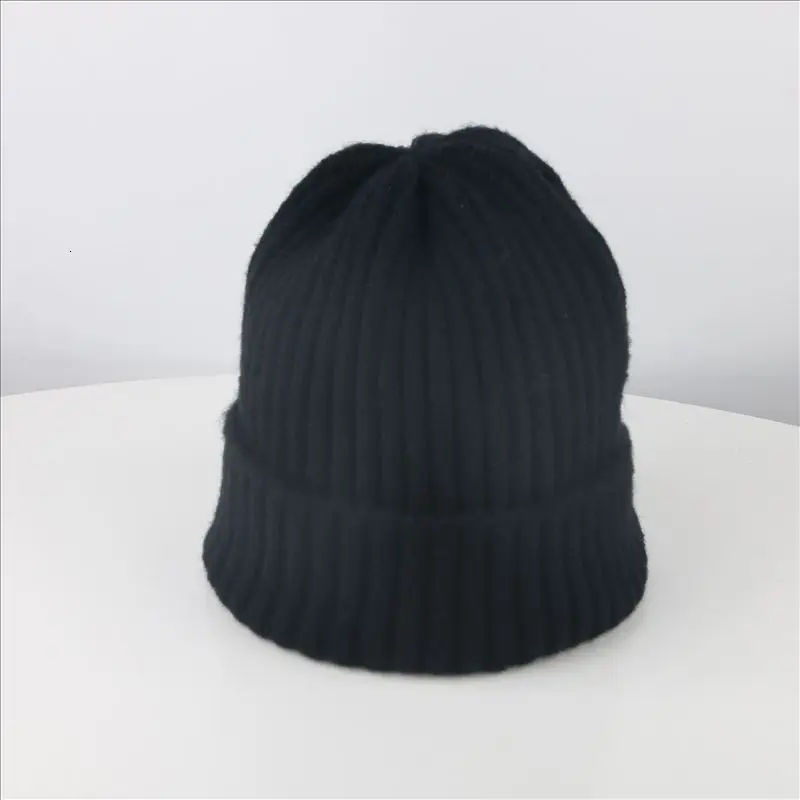 Детская зимняя шапка; вязаная теплая шапка для маленьких детей; милая однотонная шапочка для мальчиков и девочек; модная уличная шапка; s Bonnet - Цвет: black